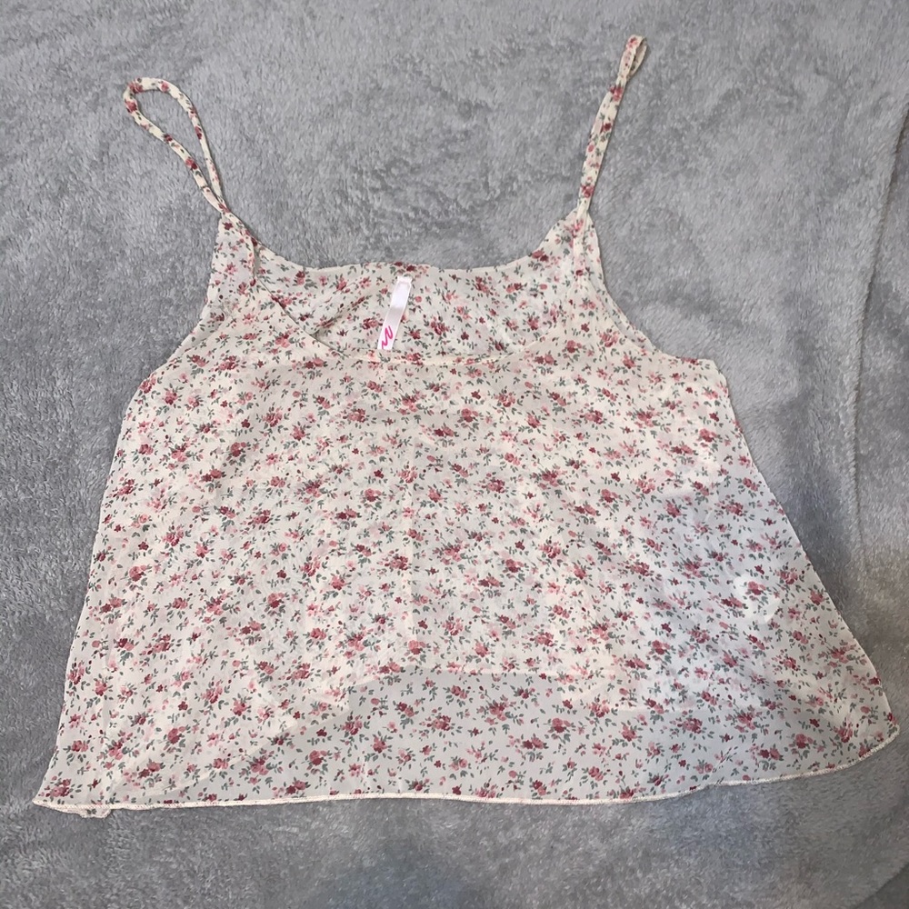 See through floral crop top